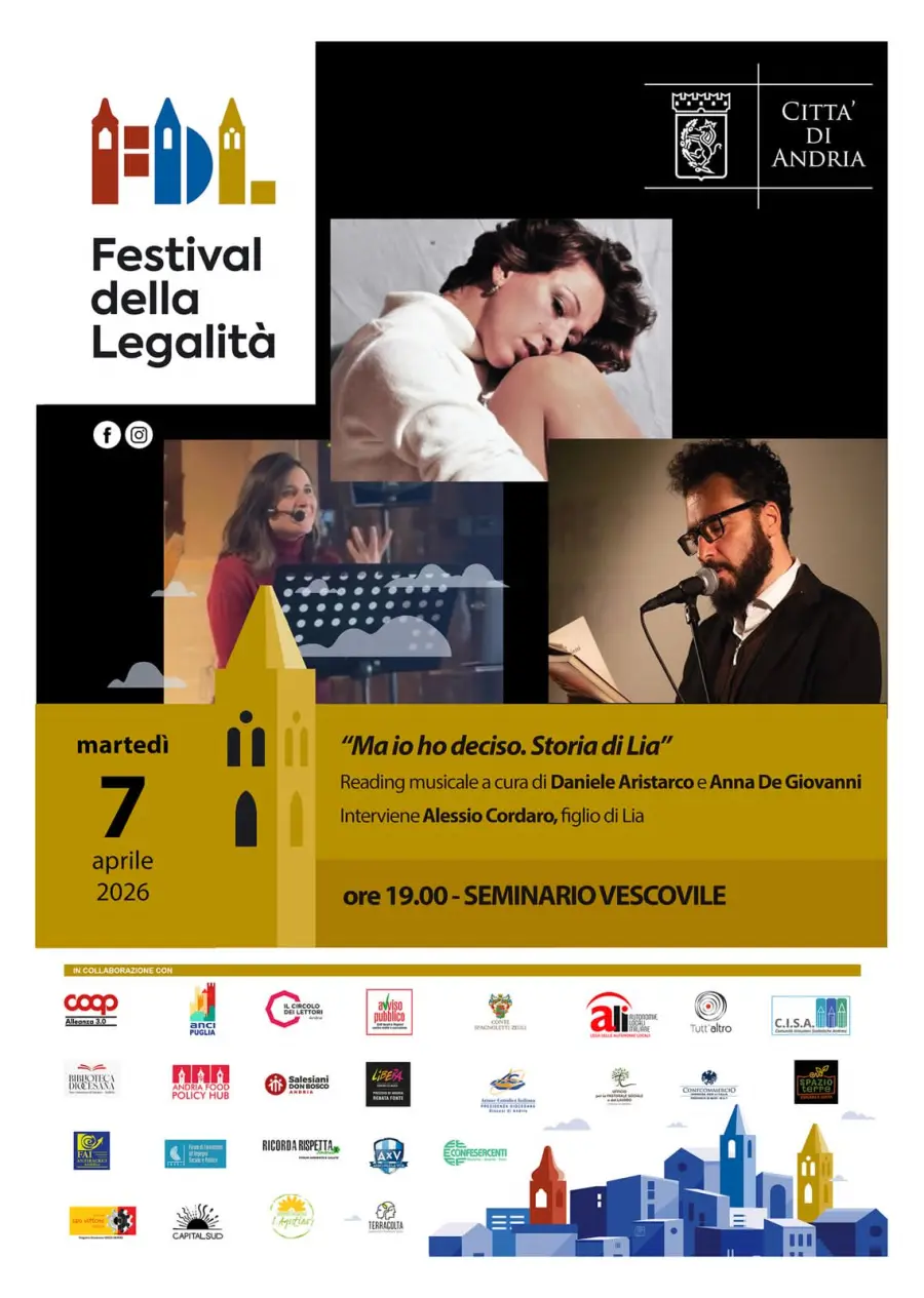 Andria, il Festival della Legalità torna dal 7 aprile al 4 maggio